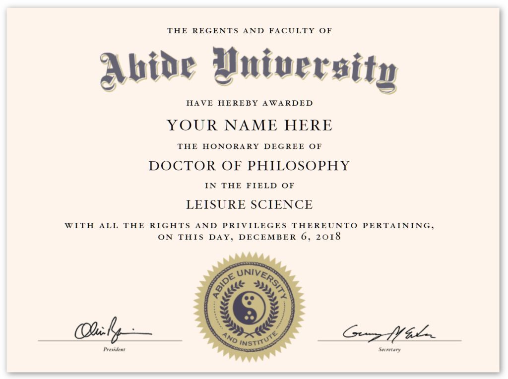 free phd degree certificate